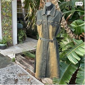 Hi Jeans distressed denim belted dress